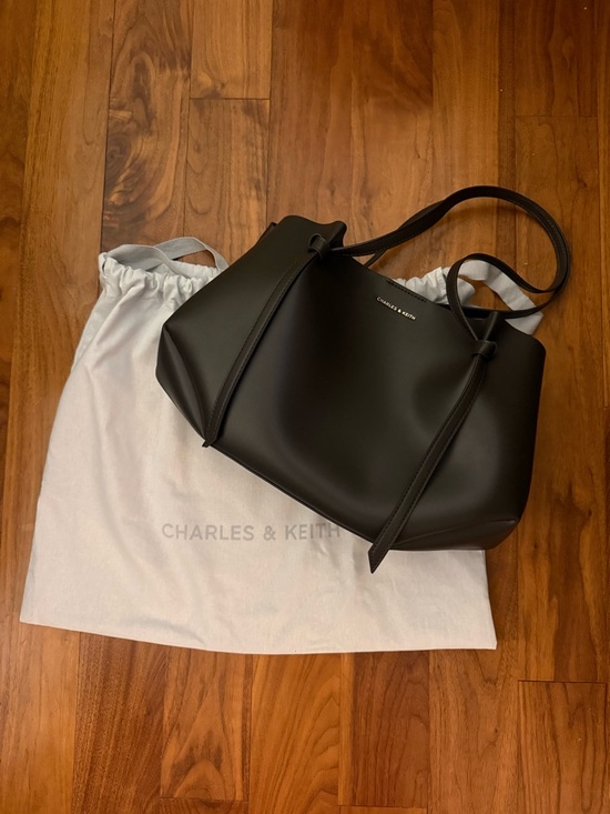 Charles & Keith Handbags - Charles & Keith Dark Green Leather Tote Bag